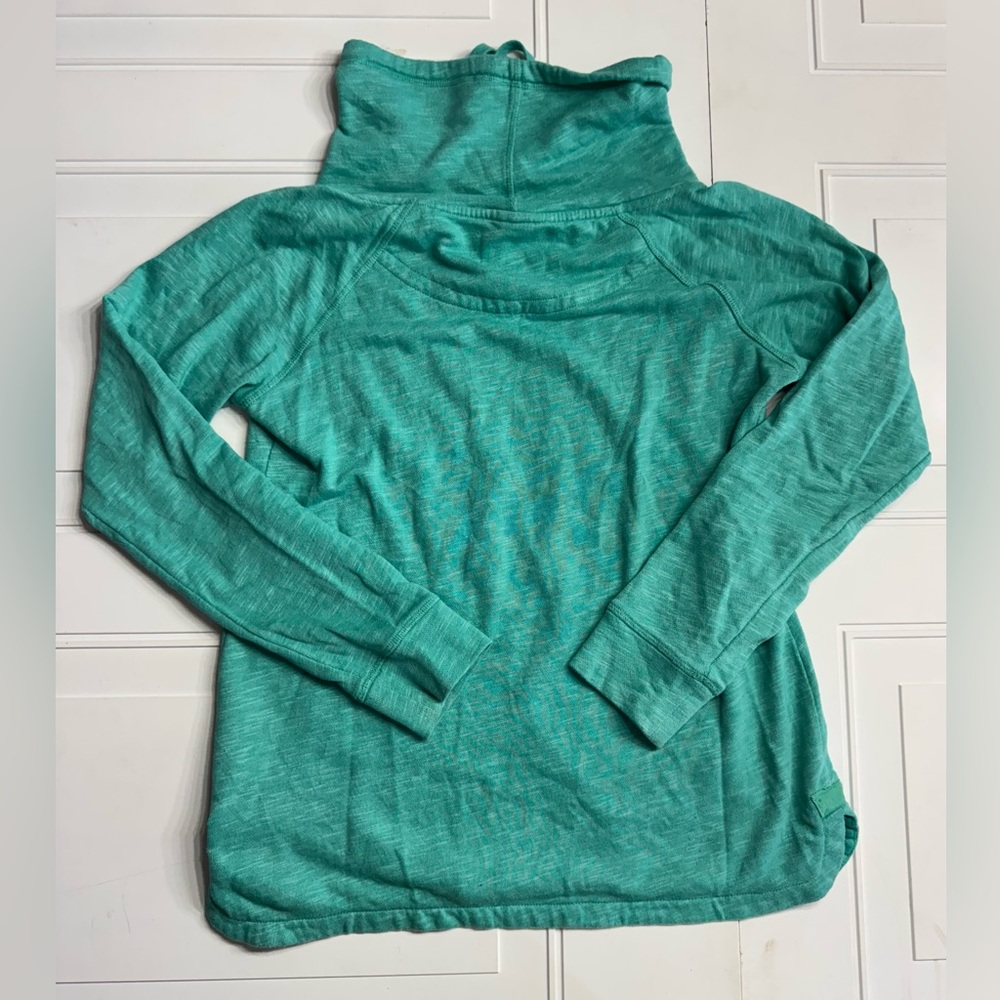 Women’s The Black Dog Cowl Neck Sweatshirt Green Blue Teal Size XS - Picture 5 of 5